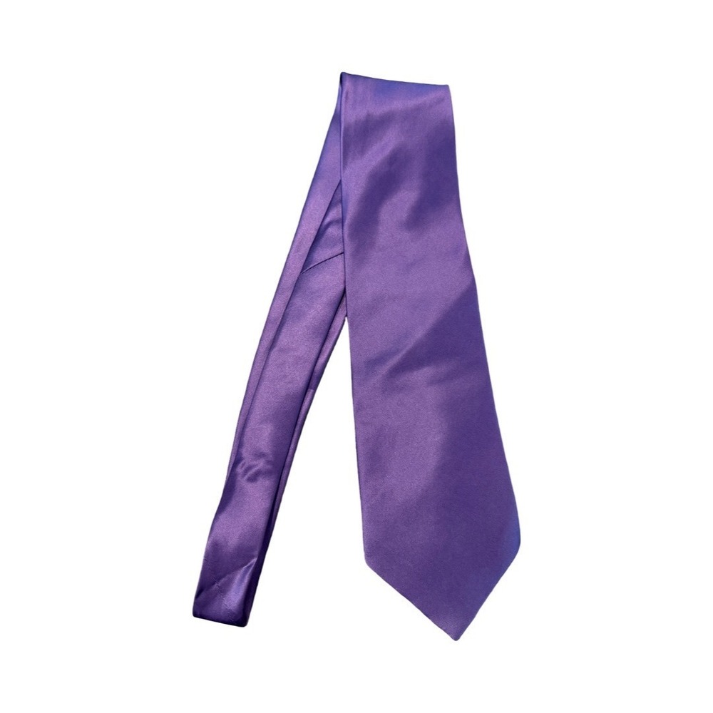 Donald J Trump Signature Collection Mens Purple Satin Solid Silk Necktie Formal